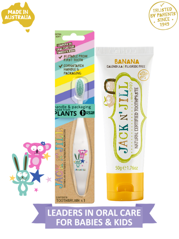 Jack N Jill Doğal Diş Bakım Seti (Bunny&Koala Diş Fırçası + Muz Aromalı Diş Macunu 50g)