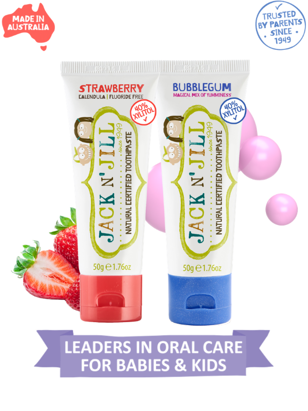 Jack N Jill Doğal Sertifikalı Diş Macunu - Çilek & Sakız Aroma 2'li Paket (2x50g)