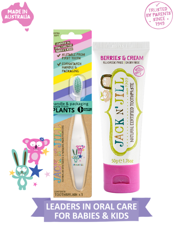 Jack N Jill Bebek/Çocuk Diş Bakım Seti (Bunny&Koala Diş Fırçası + Orman Meyveli Diş Macunu 50g)