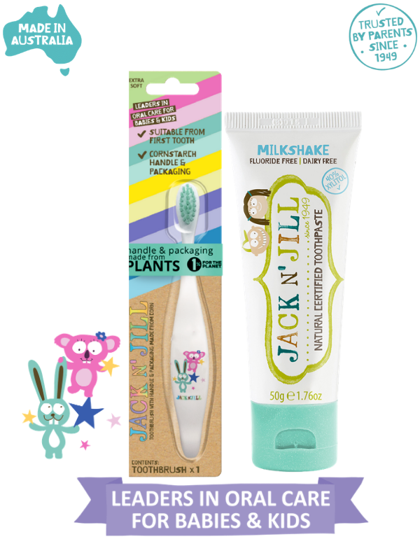 Doğal Sertifikalı Bebek/Çocuk Diş Seti (Bunny&Koala Diş Fırçası + Milkshake Diş Macunu 50g)