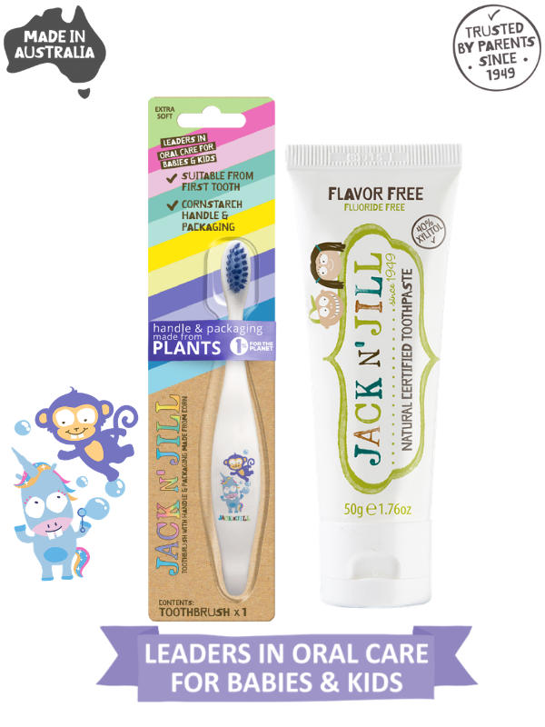 Doğal Sertifikalı Bebek/Çocuk Diş Seti (Unicorn&Monkey Diş Fırçası + Aromasız Diş Macunu 50g)