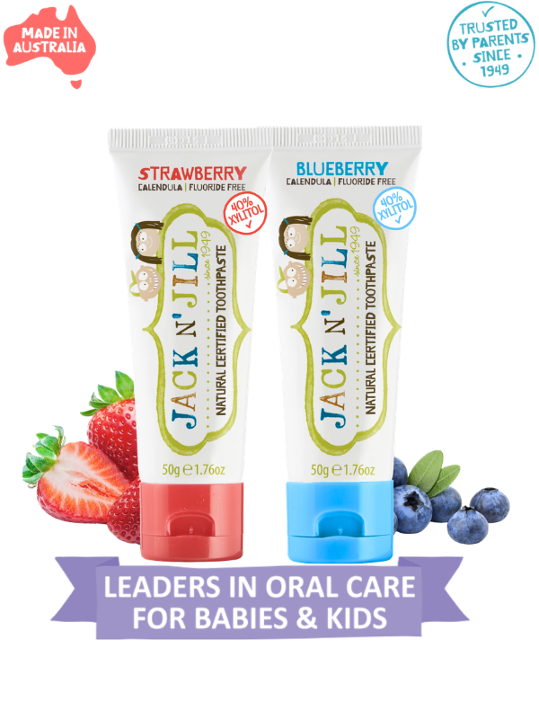 Jack N Jill Doğal Sertifikalı Diş Macunu - Çilek & Yaban Mersini Aromalı 2’li Paket (2x50g)