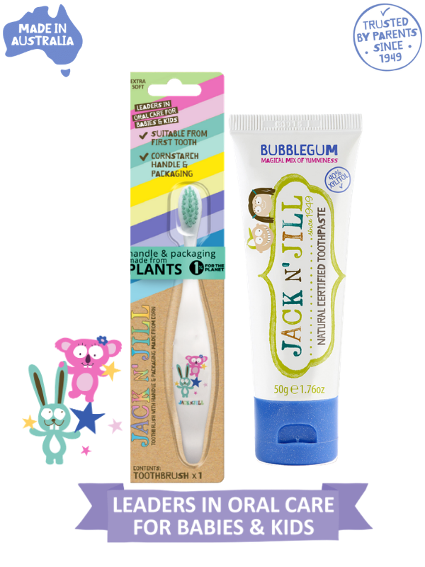 Jack N Jill Doğal Diş Bakım Seti (Bunny&Koala Diş Fırçası + Sakız Aromalı Macun 50g)