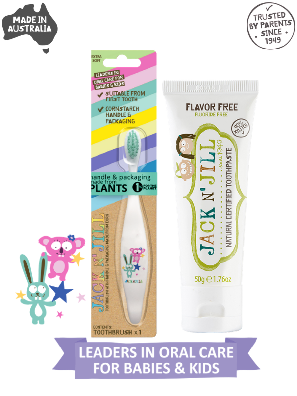 Jack N Jill Doğal Diş Bakım Seti (Bunny&Koala Diş Fırçası + Aromasız Diş Macunu 50g)