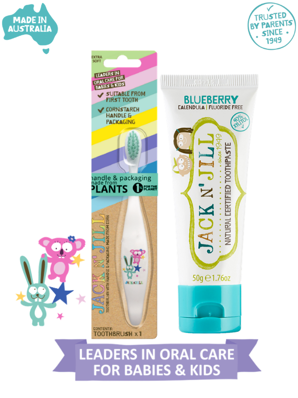 Jack N Jill Bebek/Çocuk Diş Fırçalama Seti (Bunny&Koala Diş Fırçası + Yaban Mersini Aromalı Diş Macunu 50g)