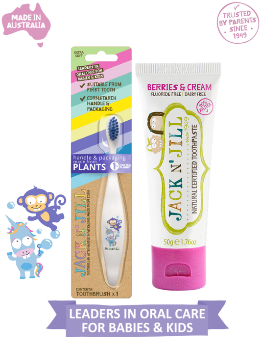 Doğal Sertifikalı Bebek/çocuk Diş Seti (Unicorn&Monkey Diş Fırçası + Orman Meyve Diş Macunu 50g)