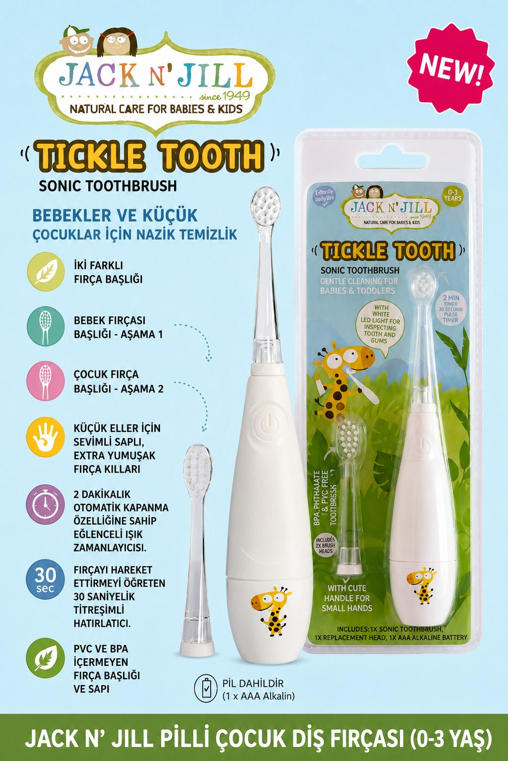 Jack N Jill Tickle Tooth Sonic Diş Fırçası (0-6 yaş)